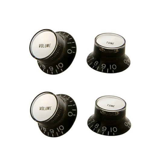 GibsonPRMK-010 Top Hat Knobs with Silver Metal Inserts, Black (4 pcs.)の画像