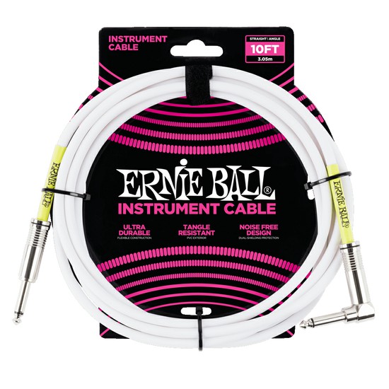 ErnieBall10' STRAIGHT / ANGLE INSTRUMENT CABLE - WHITEの画像