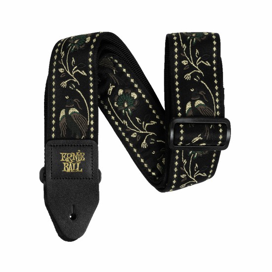 ErnieBall5372 Classic Jacquard Guitar/Bass Strap - Black Pleasant Pheasantの画像