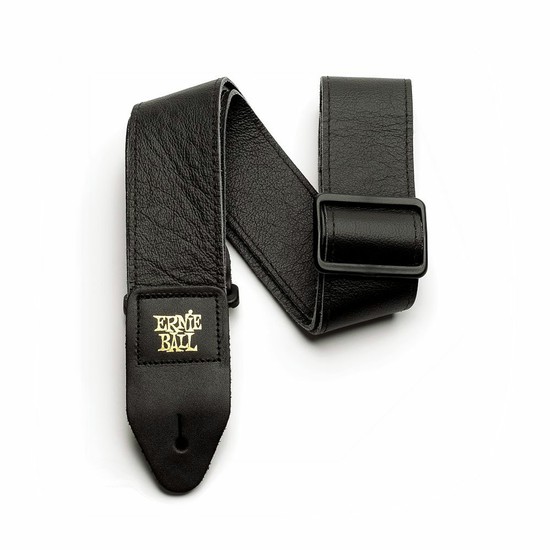 ErnieBall4134 Tri-Glide 2in Italian Leather Guitar Strap/Bass Strap - Blackの画像